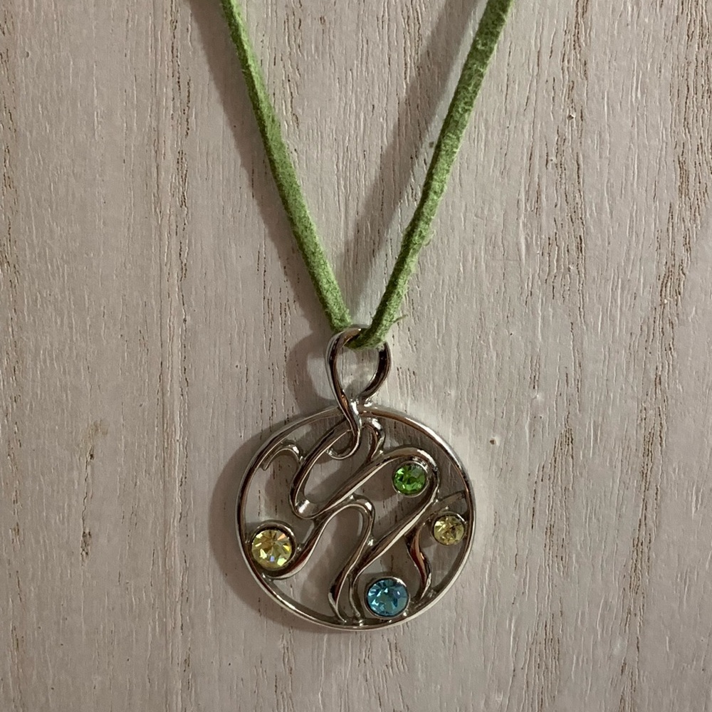 Lia Sophia green cord necklace 16”
